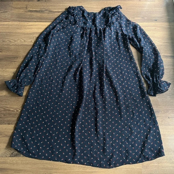 🍂 French Connection Navy Peasant Dress – Boho Cottagecore Vibes - Picture 11 of 12
